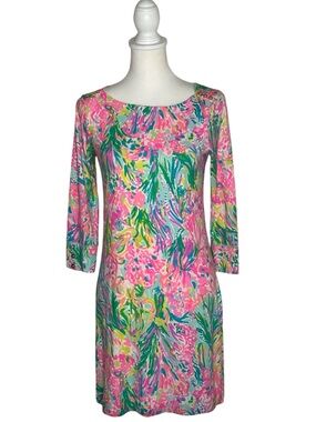 Lilly Pulitzer EUC Sophie Pastel Mini Dress 3/4 Sleeves Sz S Cruise Resortwear